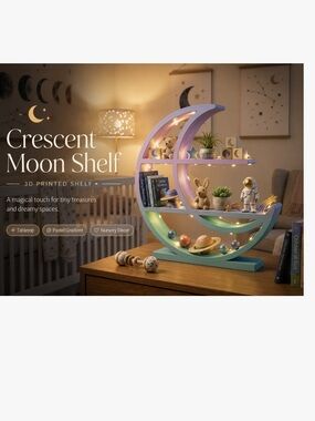 Crescent Moon Shelf - Pastel Gradient Decorative Shelf